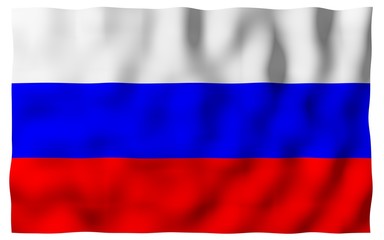 Waving flag of the Russian Federation. The National. State symbol of the Russia. 3D illustration