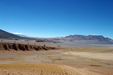 Fototapeta na wymiar Panorama de l'Atacama en direction du salar de Tara