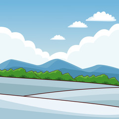 Beautiful winter landscape with mountains vector illustration graphic design