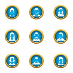 Personnel icons set. Flat set of 9 personnel vector icons for web isolated on white background