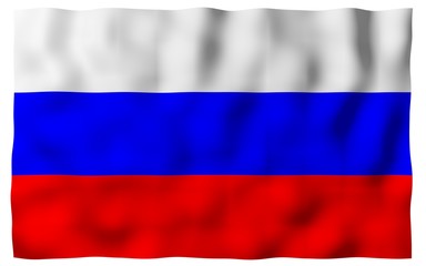 Waving flag of the Russian Federation. The National. State symbol of the Russia. 3D illustration