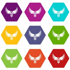 Winner wing icons 9 set coloful isolated on white for web