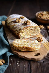Swirl brioche with grated walnuts