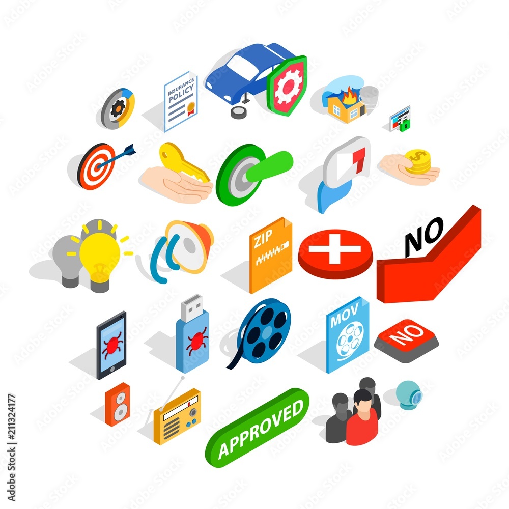 Poster computer security icons set. isometric set of 25 computer security vector icons for web isolated on 