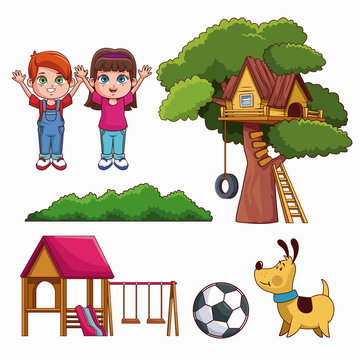 Set of kids park icons collection vector illustration graphic design