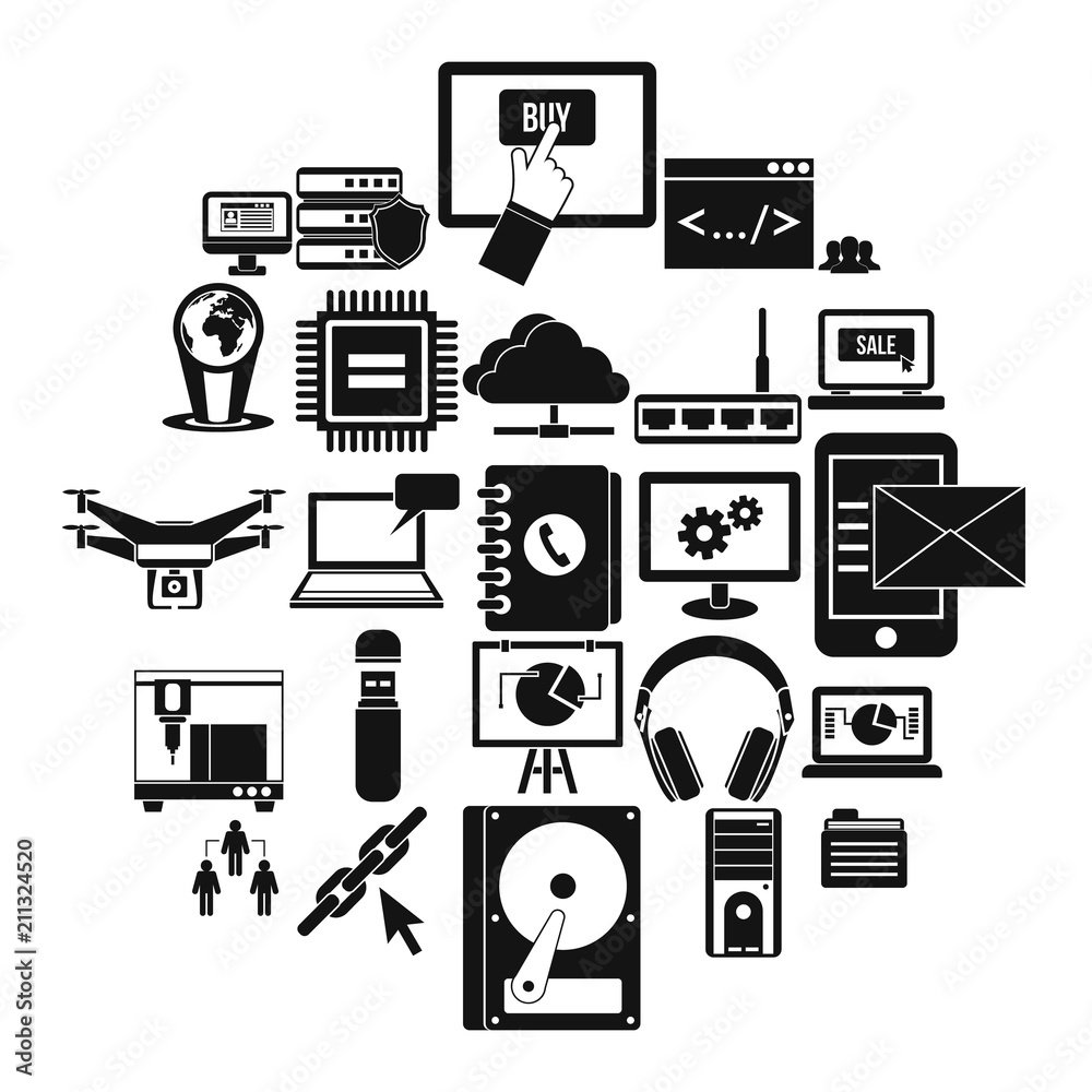 Poster wireless technologies icons set. simple set of 25 wireless technologies vector icons for web isolate