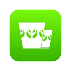 Mug icon green vector isolated on white background