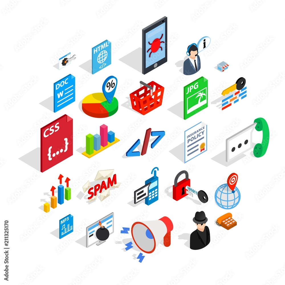 Poster database cloud icons set. isometric set of 25 database cloud vector icons for web isolated on white 