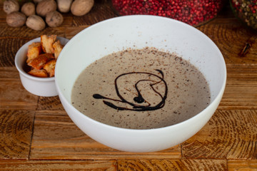 Appetizing mushroom soup