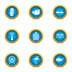 Wandering icons set. Flat set of 9 wandering vector icons for web isolated on white background