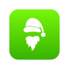 Santa Claus hat and beard icon digital green for any design isolated on white vector illustration