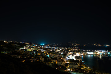 Mykonos town at night, Greece