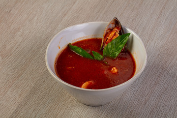 Tomato seafood soup