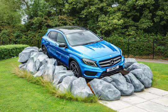 MILTON KEYNES, ENGLAND - JULY 26, 2016. Mercedes-Benz GLA Class GLA 220 CDI 4Matic shown at Head Office