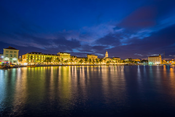 Fototapeta na wymiar Split town in morning blue hour colors. Croatia