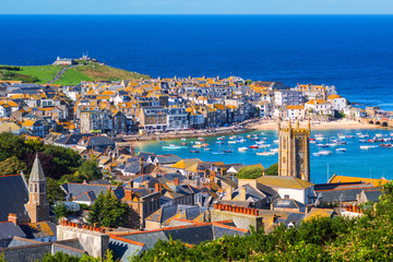 Fototapeta St Ives, a popular seaside town and port in Cornwall, England obraz