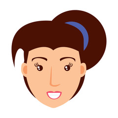cartoon woman face icon over white background, vector illustration
