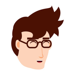 cartoon man face icon over white background, vector illustration