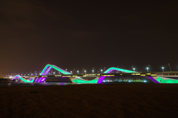 Sheikh Zayed Bridge at night, Abu Dhabi, United Arab Emirates