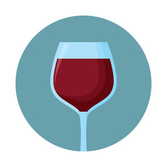 decorative circular frame with wine glass icon over white background, vector illustration
