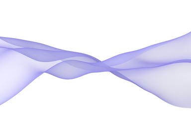 Abstract blue wave. Bright blue ribbon on white background. Blue scarf. Abstract blue smoke. Raster air background. 3D illustration