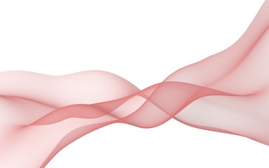 Abstract light red wave. Raster air background. Bright light red ribbon on white background. Light red scarf. Abstract light red smoke. 3D illustration