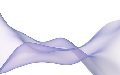 Abstract light purple wave. Bright light purple ribbon on white background. Purple scarf. Abstract light purple smoke. Raster air background. 3D illustration
