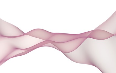 Abstract light red wave. Bright light red ribbon on white background. Abstract red smoke. Light red scarf. Raster air background. 3D illustration