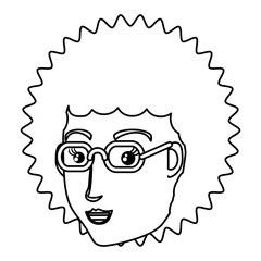 cartoon woman with glasses over white background, vector illustration