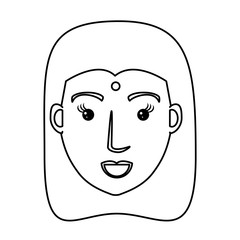 cartoon woman with long hair over white background, vector illustration