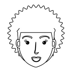 cartoon woman with afro hairstyle over white background, vector illustration