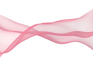 Abstract light pink wave. Light pink scarf. Bright light pink ribbon on white background. Abstract light pink smoke. Raster air background. 3D illustration