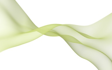 Abstract lime color wave. Bright lime color ribbon on white background. Lime scarf. Abstract lime color smoke. Raster air background. 3D illustration