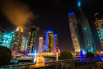 Fototapeta na wymiar Dubai marina at night, UAE