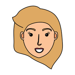 cartoon woman with long hair over white background, vector illustration