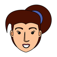 cartoon woman face icon over white background, vector illustration