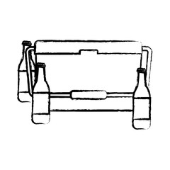 food cooler and beer bottles icon over white background, vector illustration