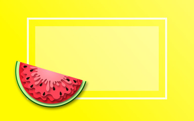 Summer time banner with pieces of watermelon