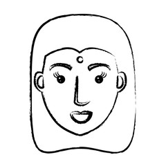 cartoon woman with long hair over white background, vector illustration