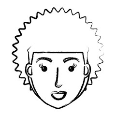 cartoon woman with afro hairstyle over white background, vector illustration