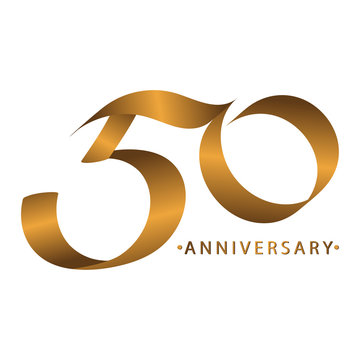 Handwriting celebrating, anniversary of number 50 50th year anniversary, Luxury duo tone gold brown for invitation card, backdrop, label or stationary