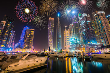 Fireworks at Dubai marina. UAE