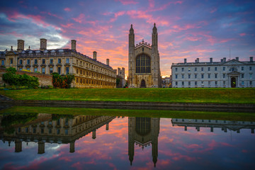 King's Chapel with beautiful sunrise sky in Cambridge. England