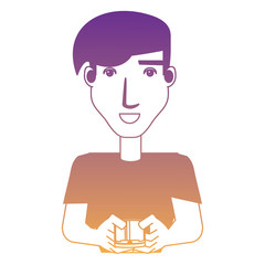 cartoon man using a cellphone over white background, vector illustration