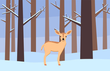 Deer in a snowy forest vector