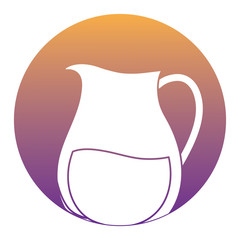 decorative circular frame with lemonade pitcher icon over white background, vector illustration
