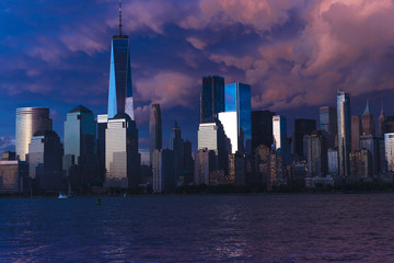 JUNE 4, 2018 - NEW YORK, NEW YORK, USA  - New York City Spectacular Sunset focuses on One World...