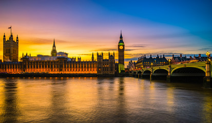Fototapeta na wymiar Westminster Palace and Big Ben at sunset 