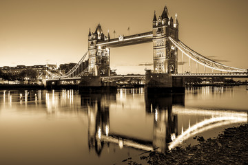 Tower Bridge in vintage colours in London 
