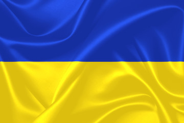 Illustration of Ukraine waving fabric flag